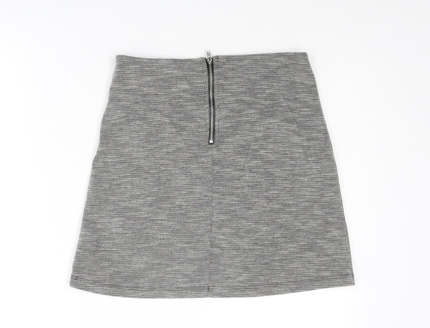 Miss Selfridge Womens Grey Geometric Polyester A-Line Skirt Size 8 Zip