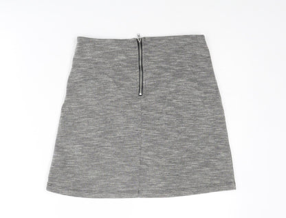 Miss Selfridge Womens Grey Geometric Polyester A-Line Skirt Size 8 Zip