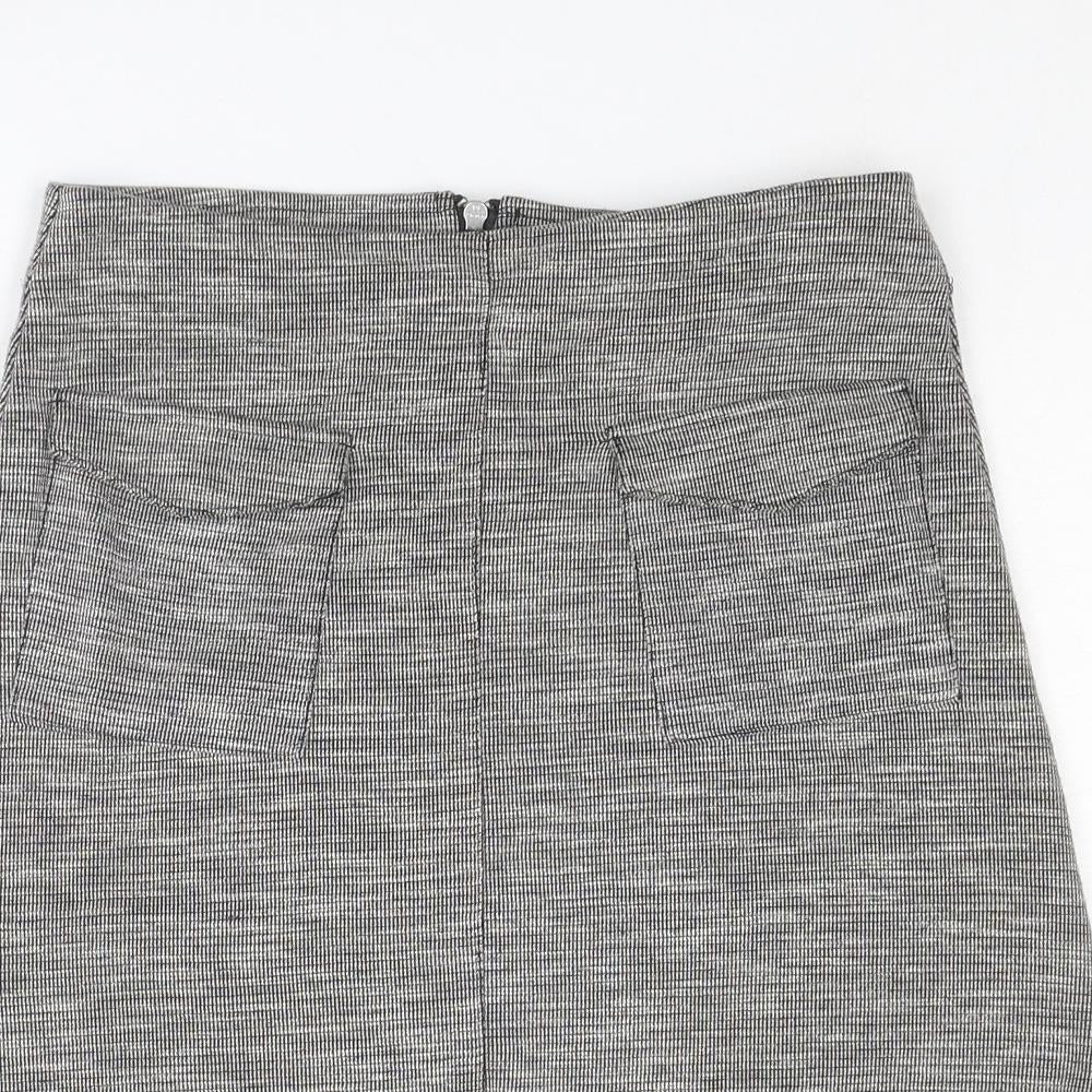 Miss Selfridge Womens Grey Geometric Polyester A-Line Skirt Size 8 Zip