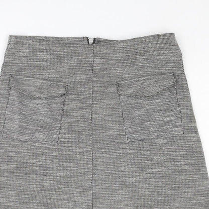 Miss Selfridge Womens Grey Geometric Polyester A-Line Skirt Size 8 Zip