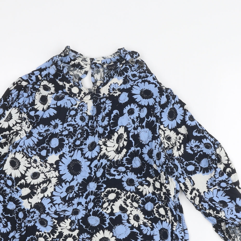 Womens UK Size 12 Marks and Spencer Blue Basic Blouse