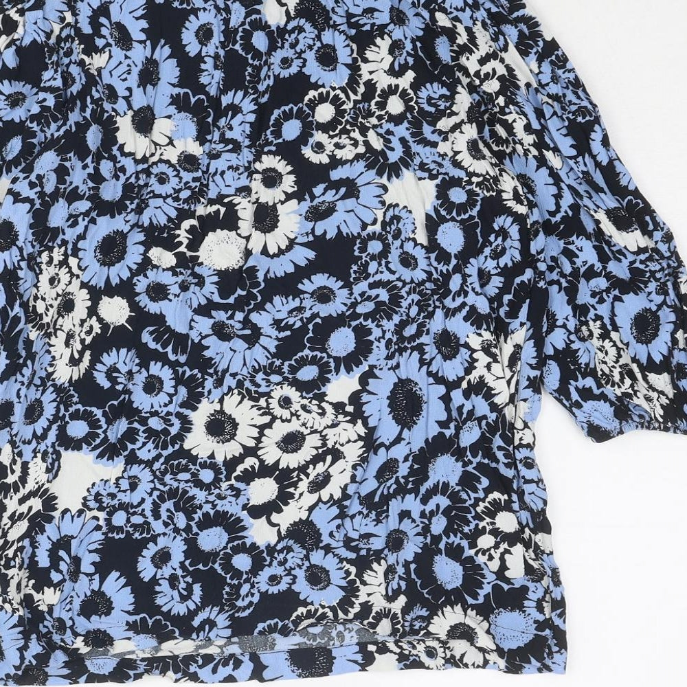Womens UK Size 12 Marks and Spencer Blue Basic Blouse
