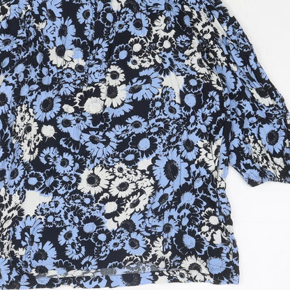 Womens UK Size 12 Marks and Spencer Blue Basic Blouse