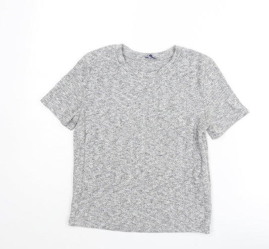 Womens UK Size S Zara Grey Basic T-Shirt