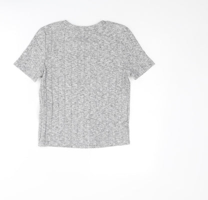 Womens UK Size S Zara Grey Basic T-Shirt