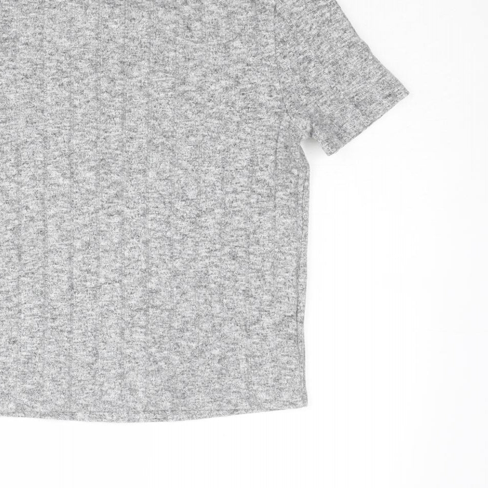 Womens UK Size S Zara Grey Basic T-Shirt