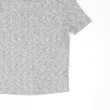 Womens UK Size S Zara Grey Basic T-Shirt