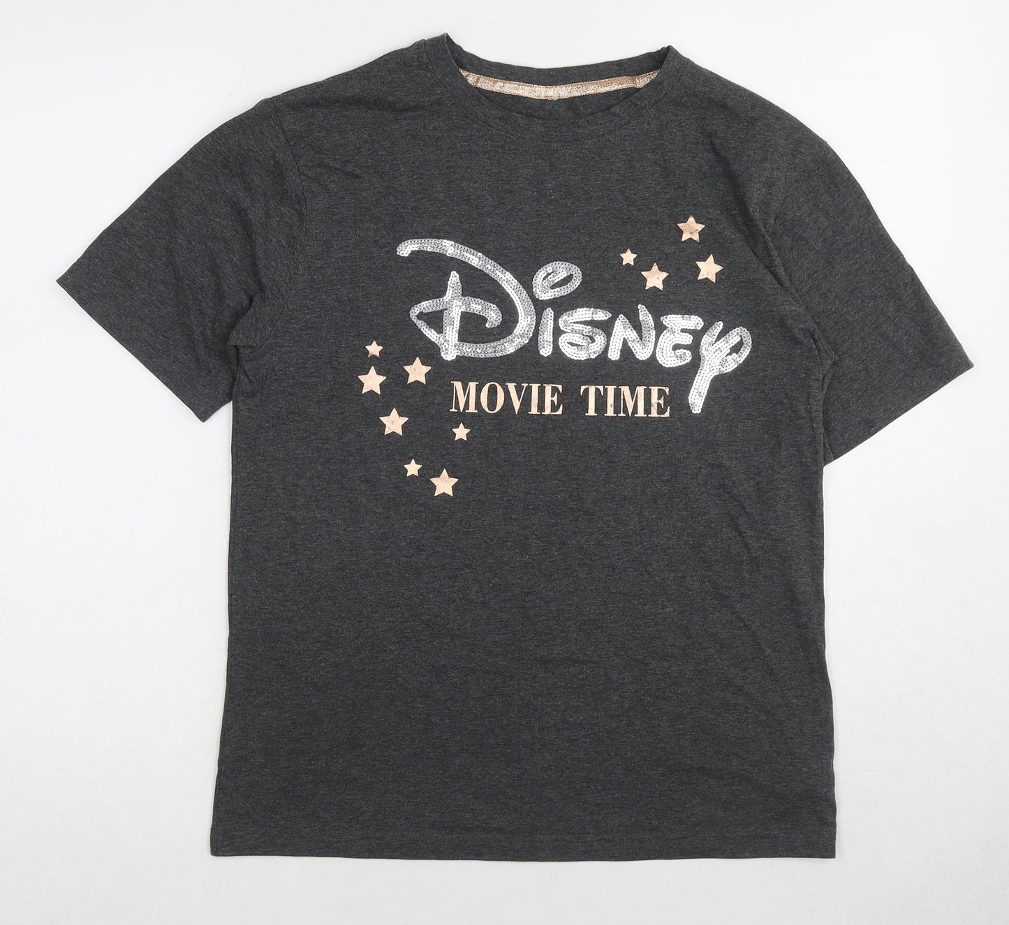 Womens UK Size 10 Disney Grey Basic T-Shirt