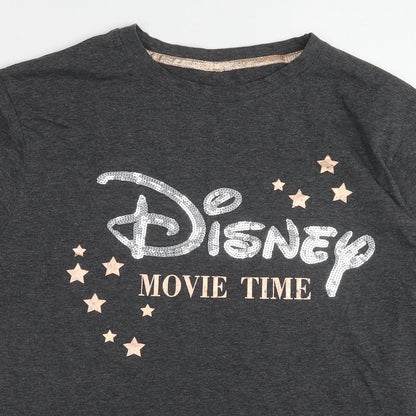 Womens UK Size 10 Disney Grey Basic T-Shirt