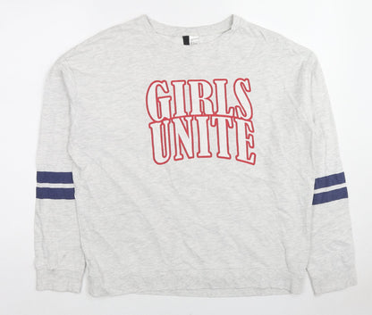 H&M Womens Grey Cotton Pullover Sweatshirt Size L Pullover - Girls Unite