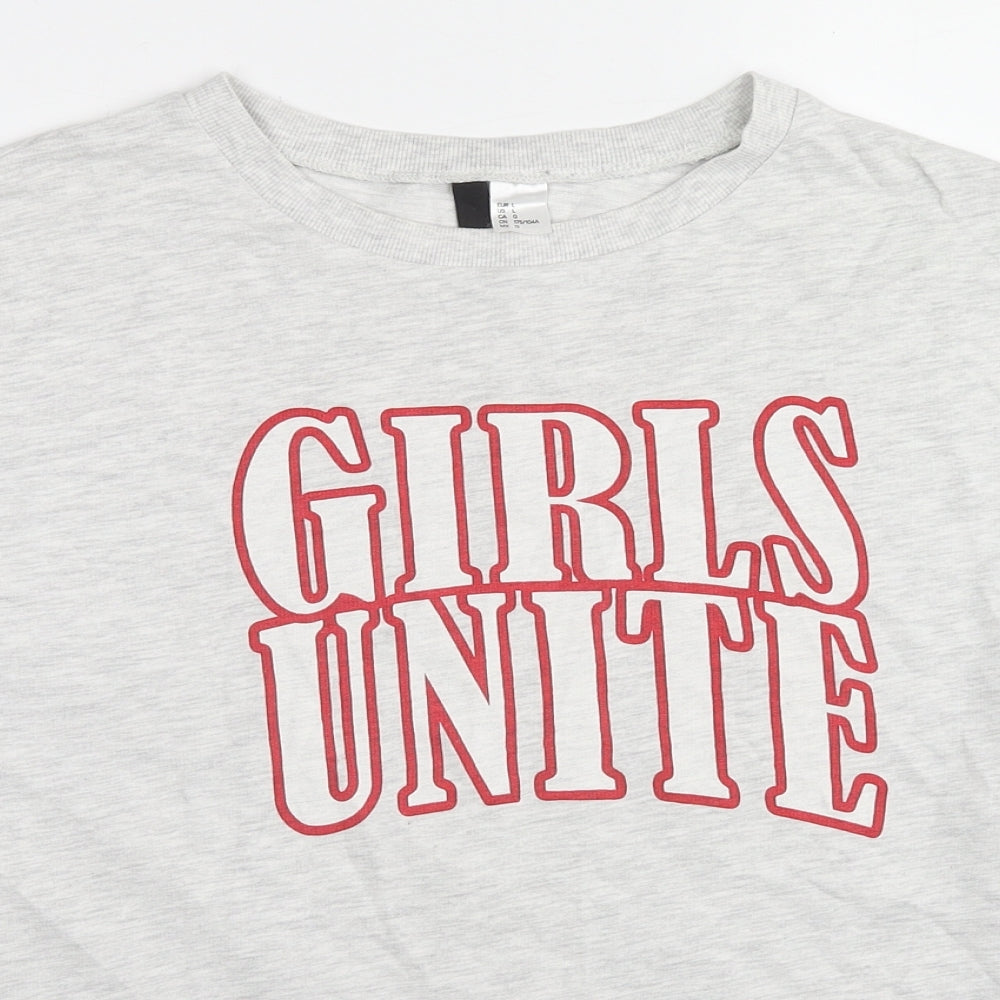 H&M Womens Grey Cotton Pullover Sweatshirt Size L Pullover - Girls Unite