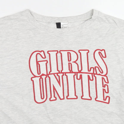 H&M Womens Grey Cotton Pullover Sweatshirt Size L Pullover - Girls Unite