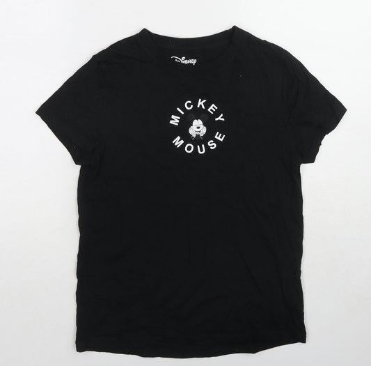 Womens UK Size 6 Disney Black Basic T-Shirt
