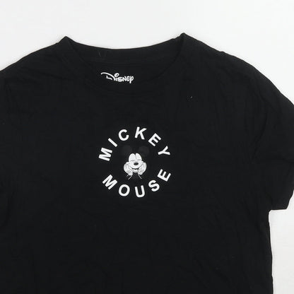Womens UK Size 6 Disney Black Basic T-Shirt