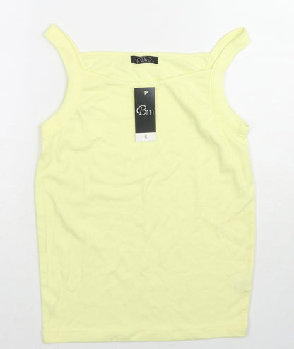 Bonmarché Womens Yellow Cotton Basic Tank Size S Square Neck