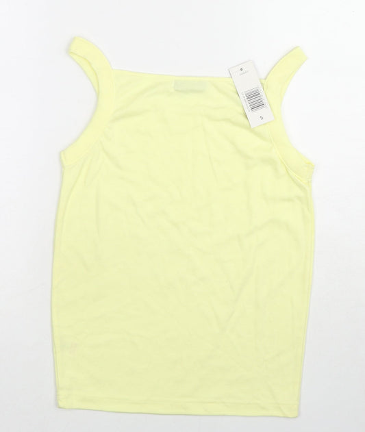 Bonmarché Womens Yellow Cotton Basic Tank Size S Square Neck