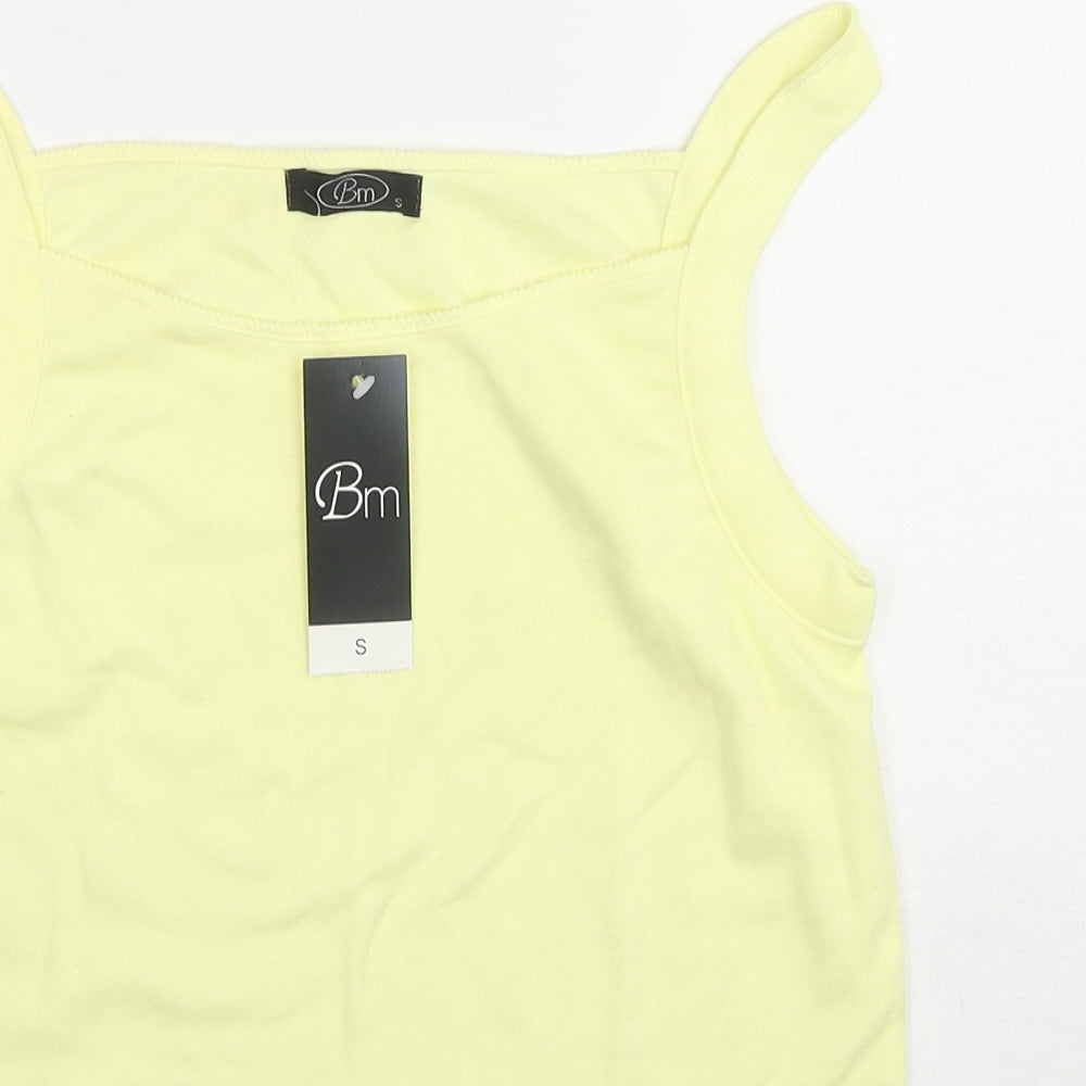 Bonmarché Womens Yellow Cotton Basic Tank Size S Square Neck
