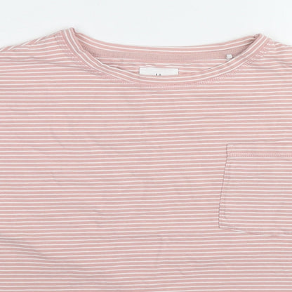 Love Leggings Womens Pink Striped Cotton Basic T-Shirt Size 8 Crew Neck