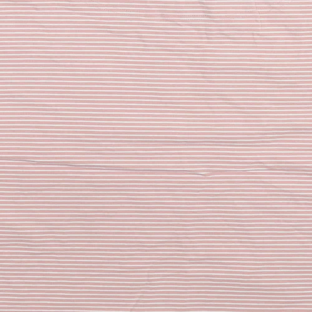 Love Leggings Womens Pink Striped Cotton Basic T-Shirt Size 8 Crew Neck