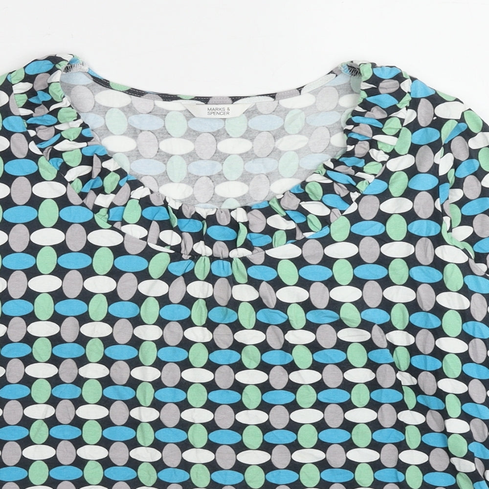 Womens UK Size 14 Marks and Spencer Blue Basic Blouse