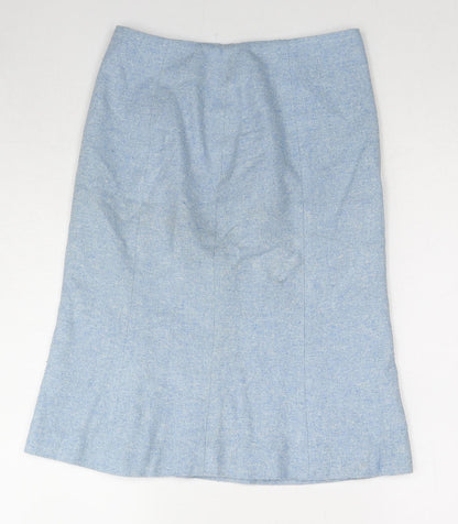 Adolfo Domingez Womens Blue Silk A-Line Skirt Size 28 in Zip