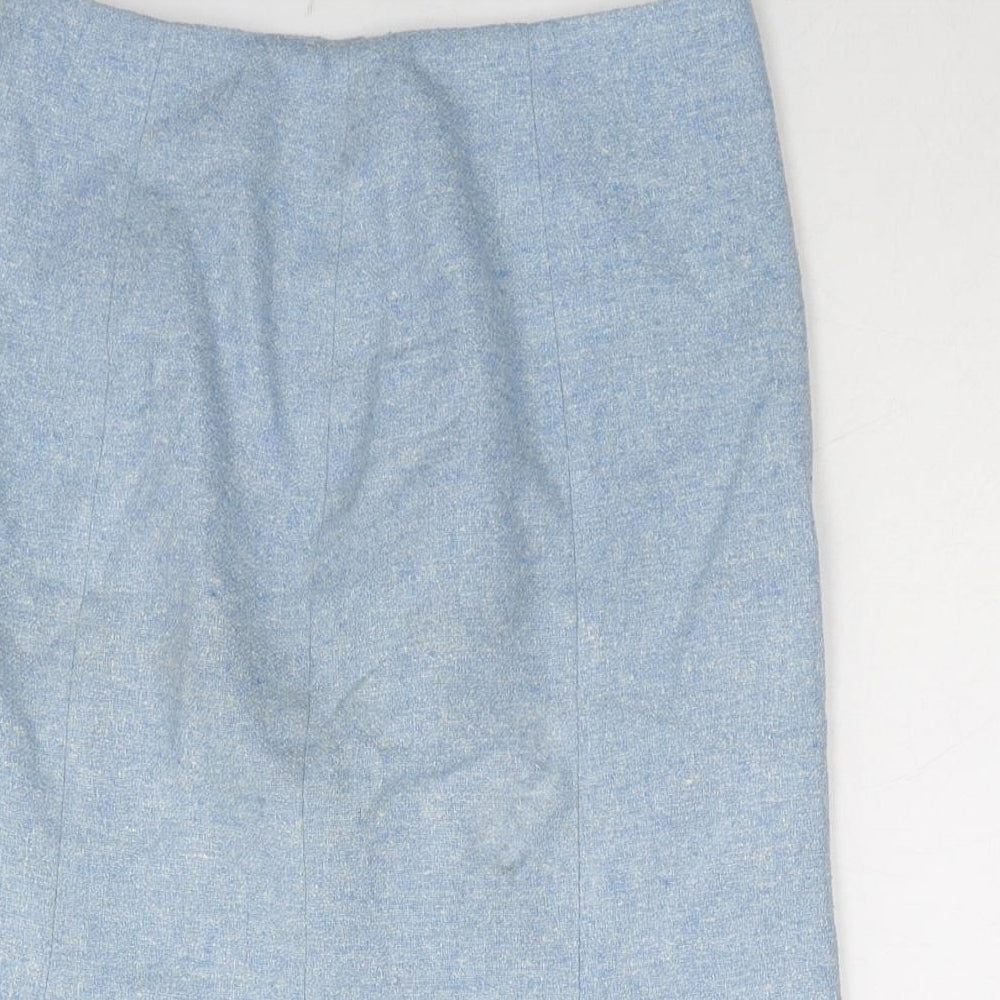 Adolfo Domingez Womens Blue Silk A-Line Skirt Size 28 in Zip