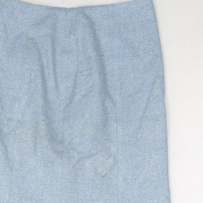 Adolfo Domingez Womens Blue Silk A-Line Skirt Size 28 in Zip