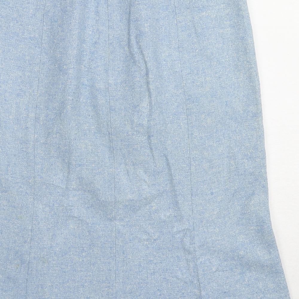 Adolfo Domingez Womens Blue Silk A-Line Skirt Size 28 in Zip
