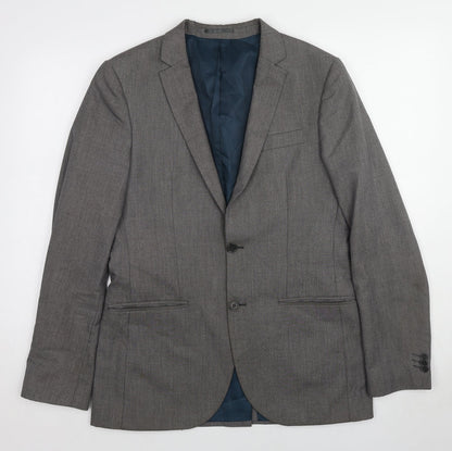 Mens UK Size 40 River Island Regular Grey Suit Jacket