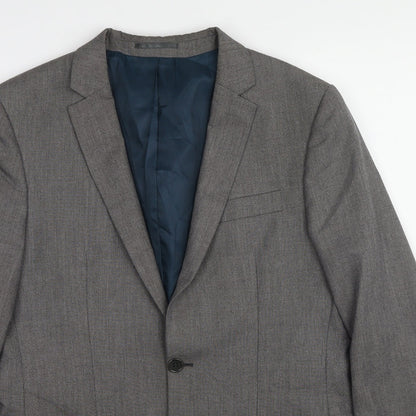 Mens UK Size 40 River Island Regular Grey Suit Jacket