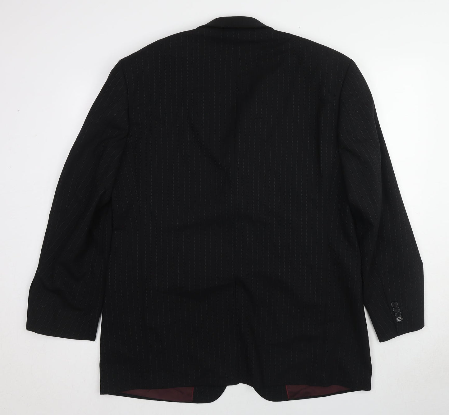 1860 Menswear Mens Black Striped Wool Jacket Suit Jacket Size 44 Regular