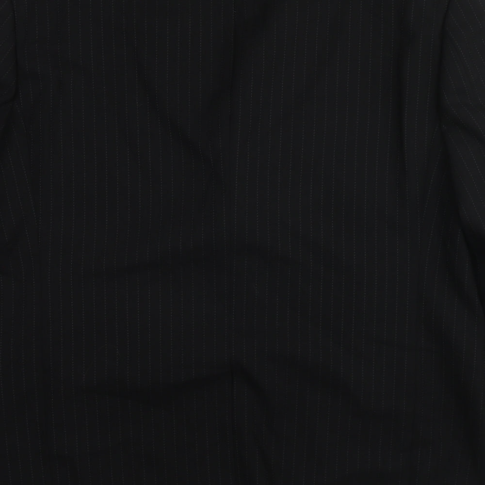 1860 Menswear Mens Black Striped Wool Jacket Suit Jacket Size 44 Regular