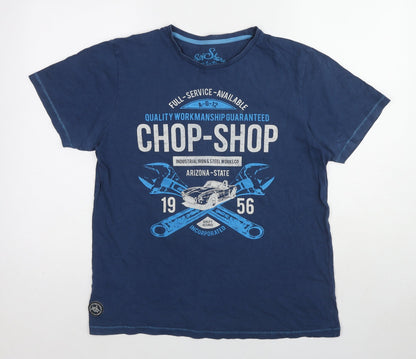 The Shore Womens Blue Cotton Basic T-Shirt Size M Round Neck - Chop-Shop