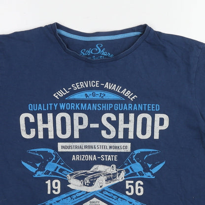 The Shore Womens Blue Cotton Basic T-Shirt Size M Round Neck - Chop-Shop