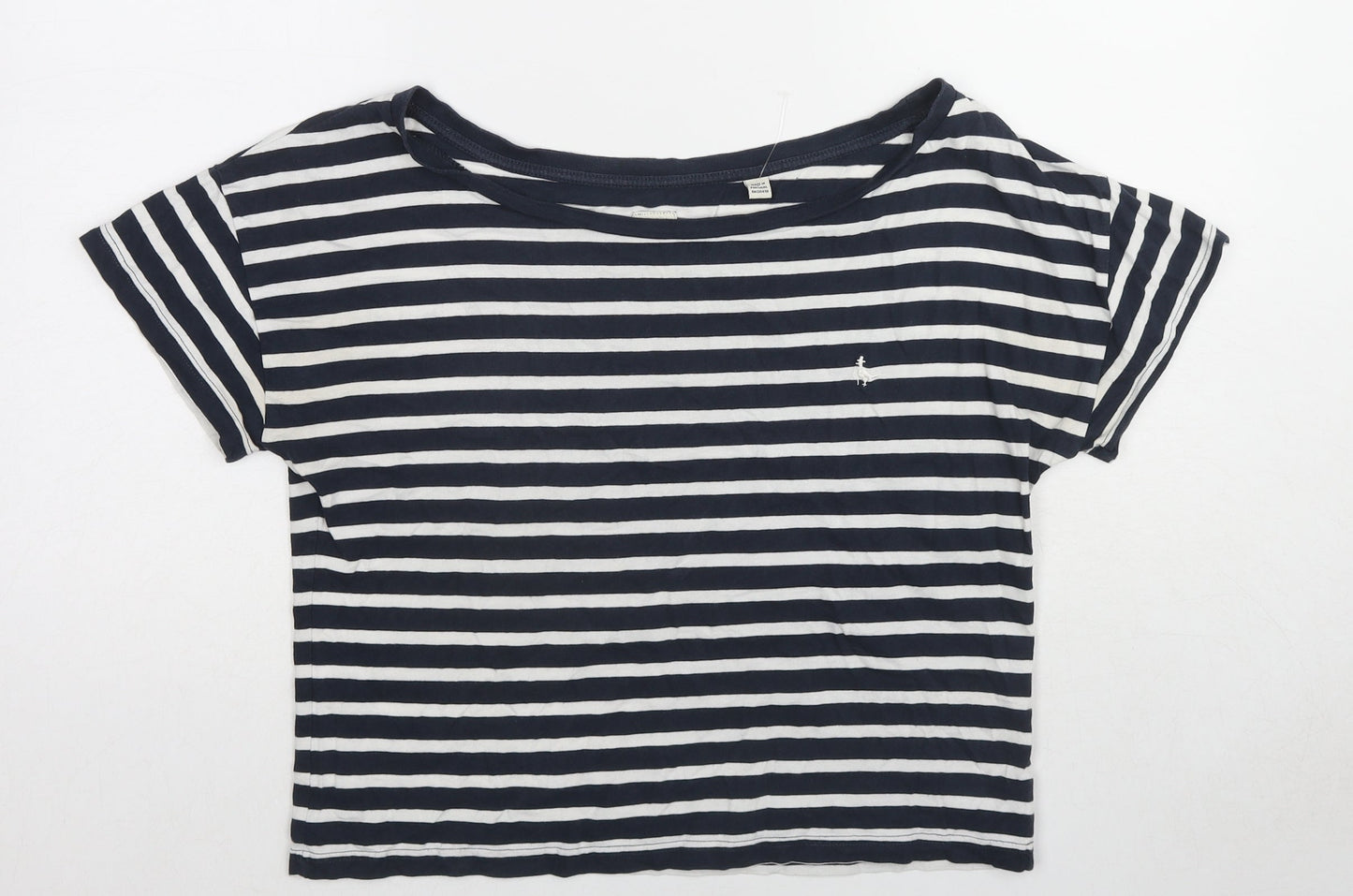 Jack Wills Womens Blue Striped Cotton Basic T-Shirt Size 8 Round Neck