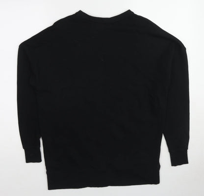 New Look Womens Black Cotton Pullover Sweatshirt Size 6 Pullover - Thank you next
