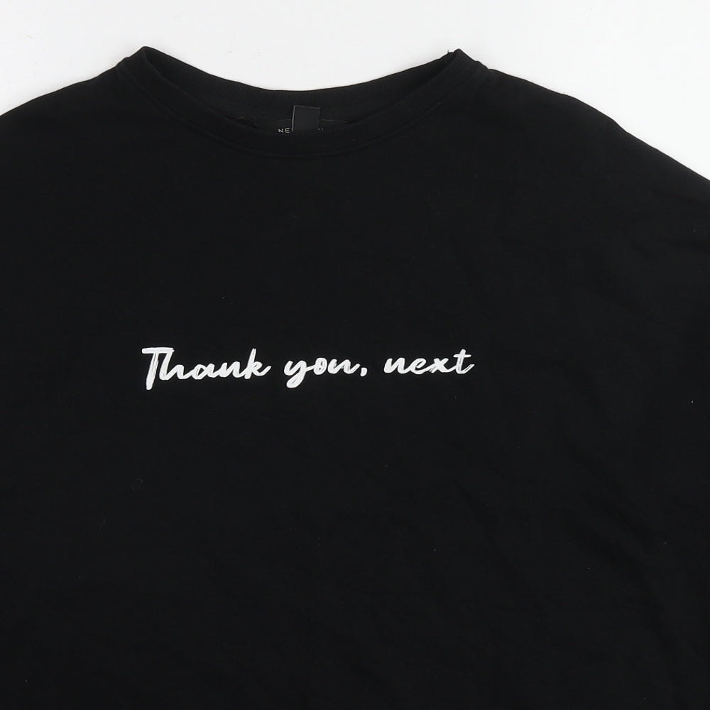 New Look Womens Black Cotton Pullover Sweatshirt Size 6 Pullover - Thank you next