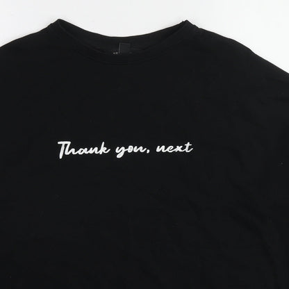 New Look Womens Black Cotton Pullover Sweatshirt Size 6 Pullover - Thank you next