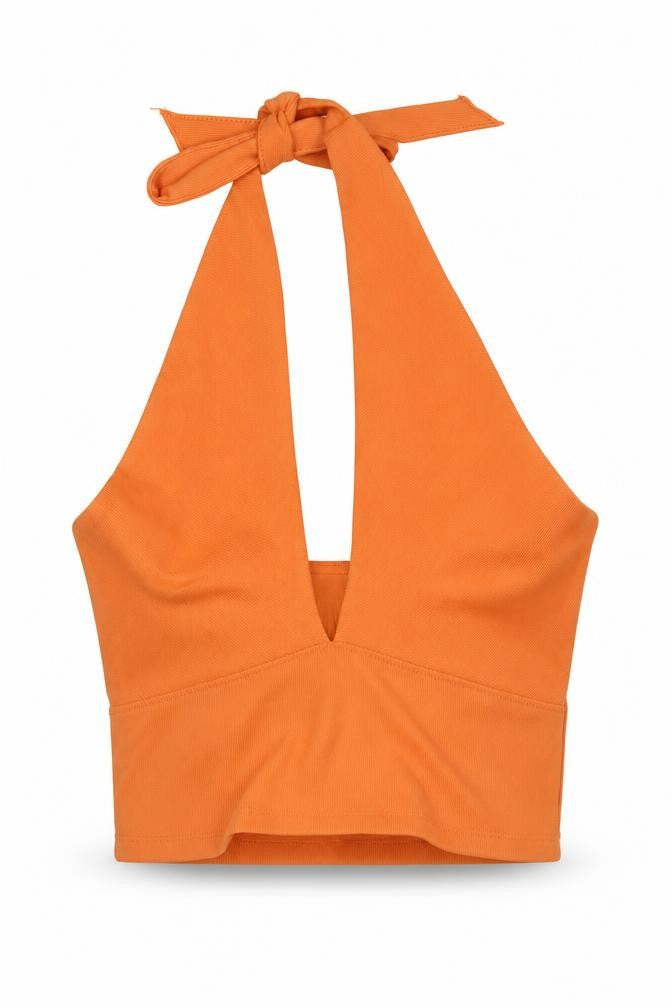 Womens UK Size M Stradivarius Orange Cropped Tank