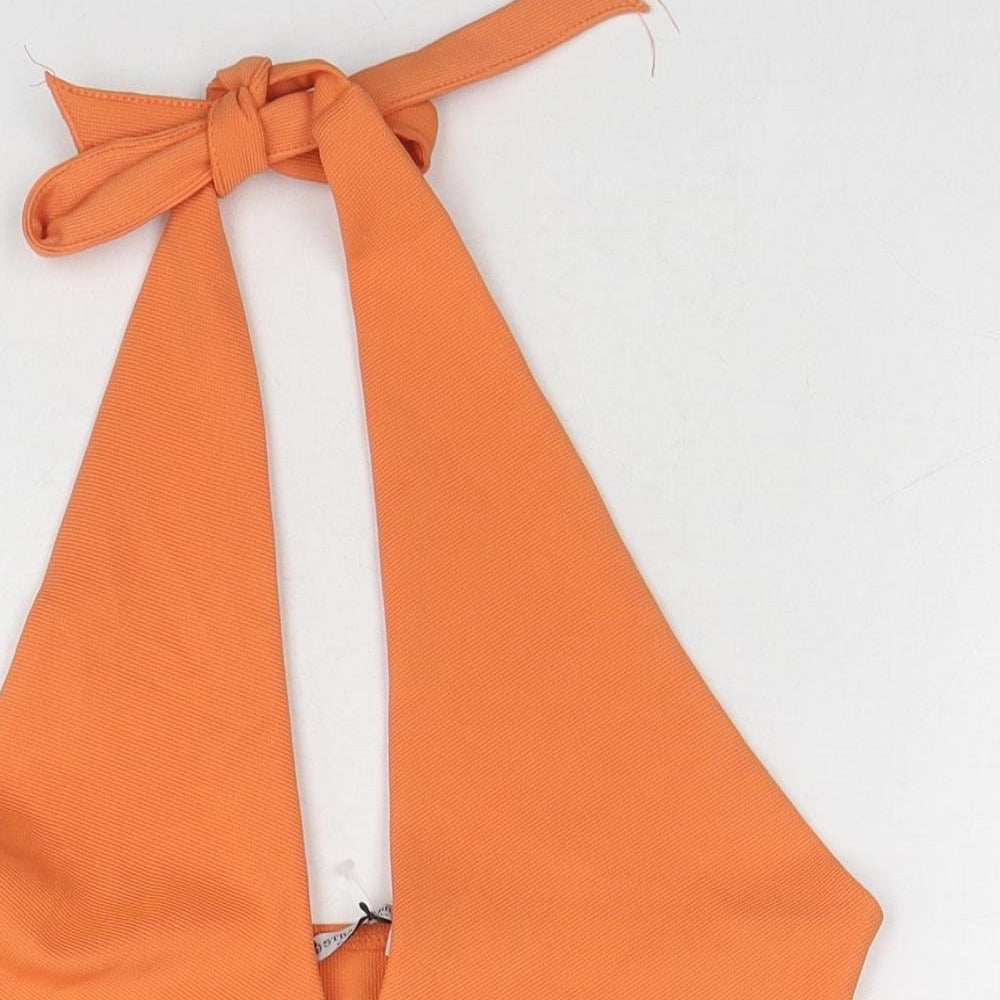 Womens UK Size M Stradivarius Orange Cropped Tank