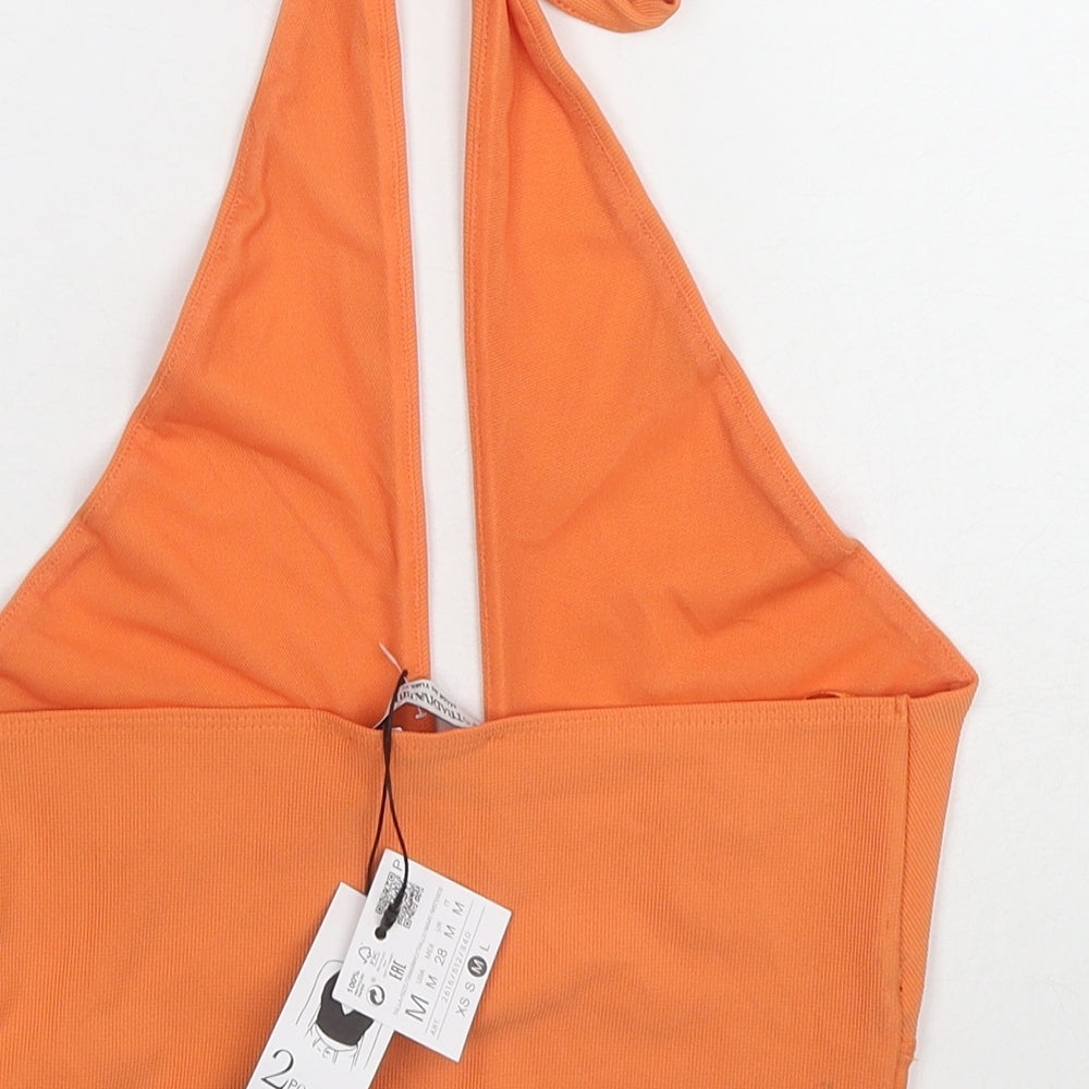 Womens UK Size M Stradivarius Orange Cropped Tank