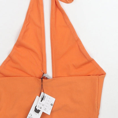 Womens UK Size M Stradivarius Orange Cropped Tank