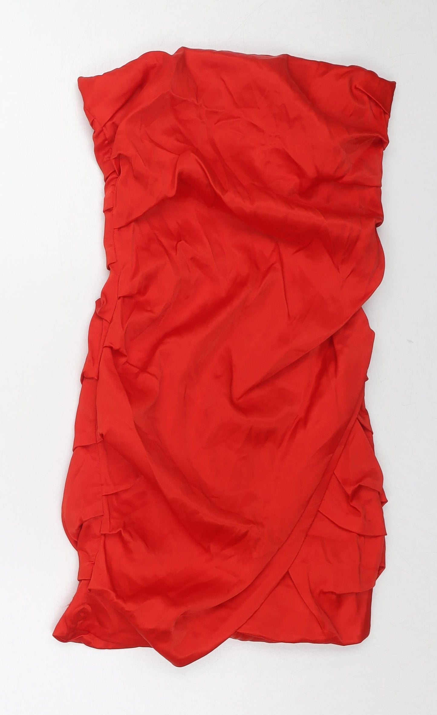 Zara Womens Red Polyester Bodycon Size XS Off the Shoulder Zip
