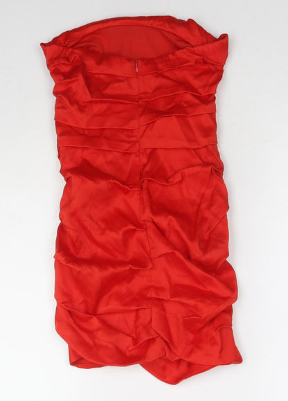 Zara Womens Red Polyester Bodycon Size XS Off the Shoulder Zip