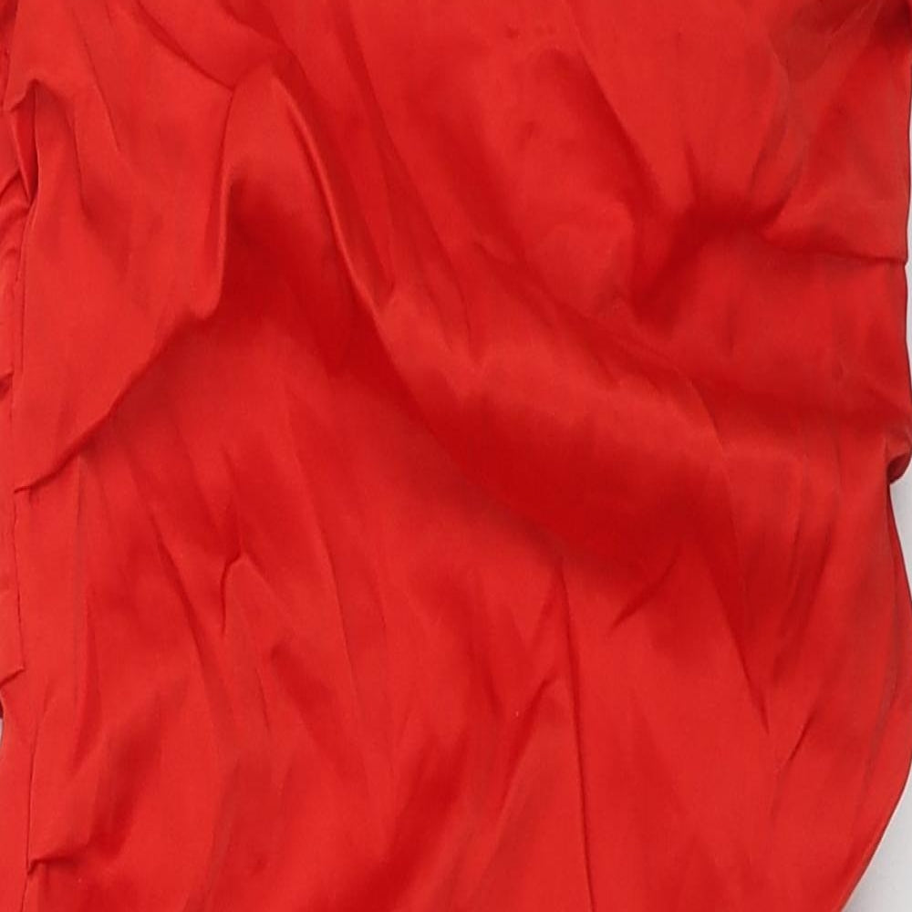Zara Womens Red Polyester Bodycon Size XS Off the Shoulder Zip
