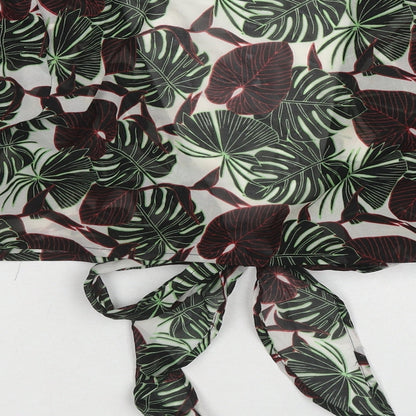 Boohoo Womens Green Geometric Polyester Basic Blouse Size M V-Neck - Leaf Print