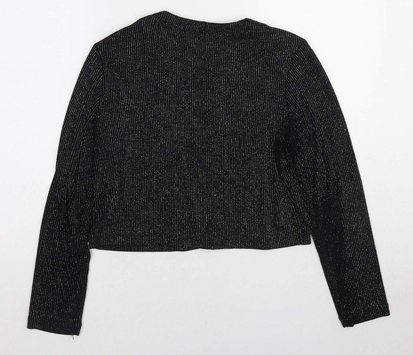 Ronni Nicole Womens Black Polyester Basic Button-Up Size M Round Neck