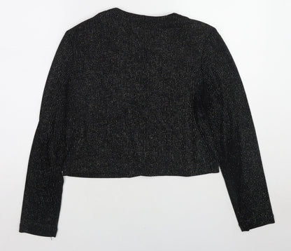 Ronni Nicole Womens Black Polyester Basic Button-Up Size M Round Neck