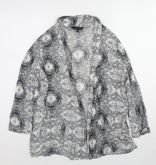 Womens UK Size 10 New Look Grey Kimono Blouse