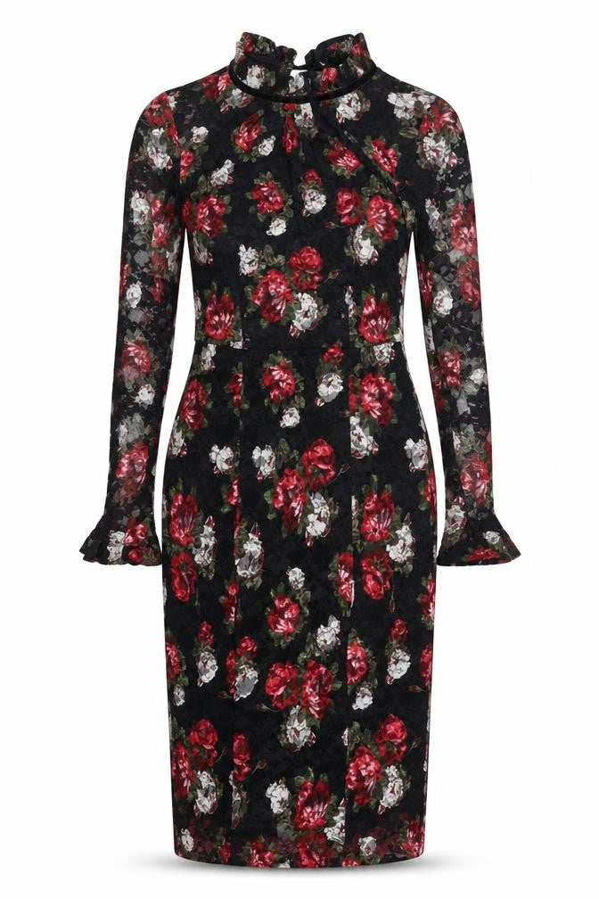 Marks and Spencer Womens Multicoloured Floral Polyester A-Line Size 6 Mock Neck Zip
